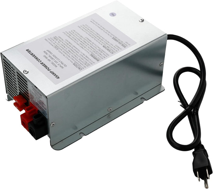 Grey WFCO 45 Amp Lithium Battery Converter - Top Angled View | United RV Parts