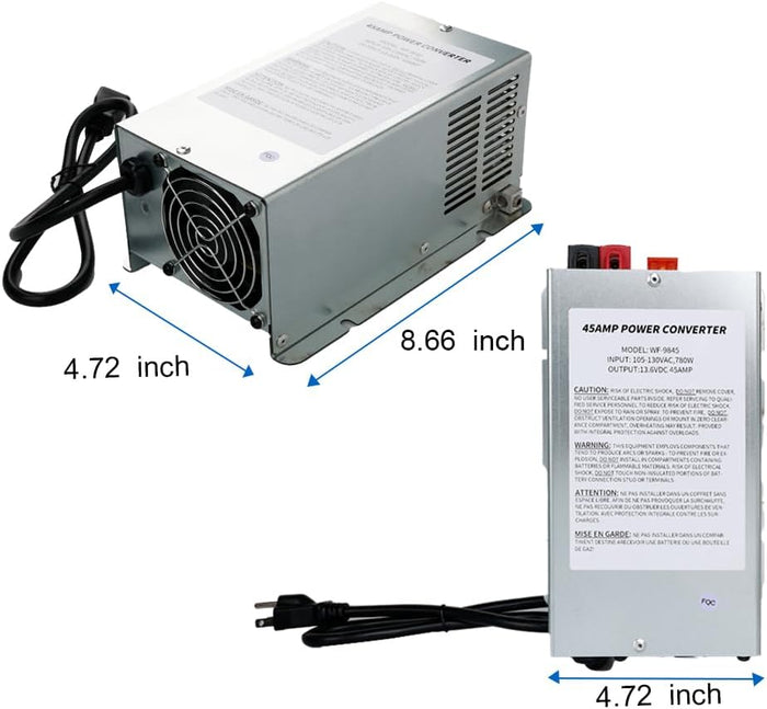 WFCO WF-9845-AD Power Converter Size Dimensions - Technical Diagram | United RV Parts
