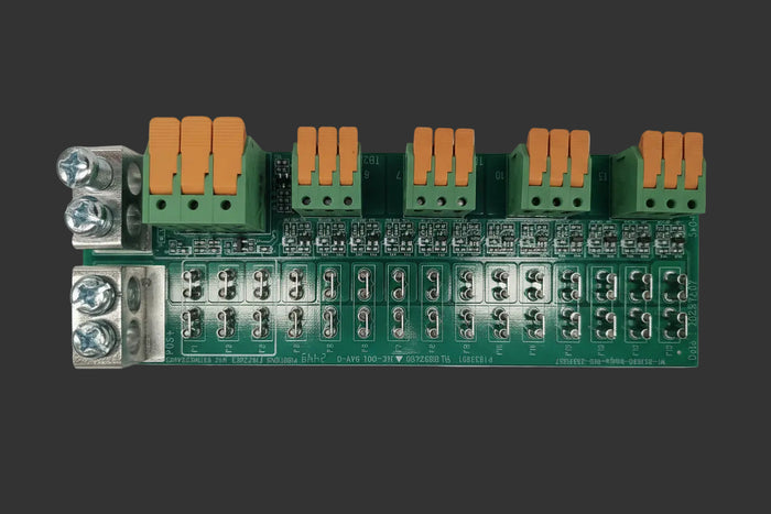 Green WFCO 8930/50-WAGO-PCB 12V Distribution Panel PCB with Orange WAGO Lever Connectors - Top View | United RV Parts