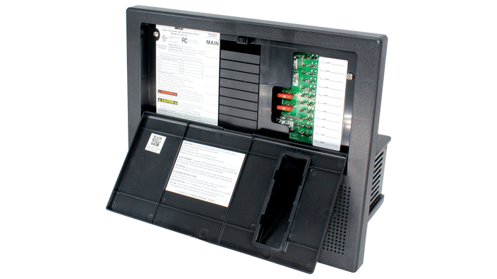 Black WFCO WF-8935-AD RV Power Converter - Open Side Angle View | United RV Parts