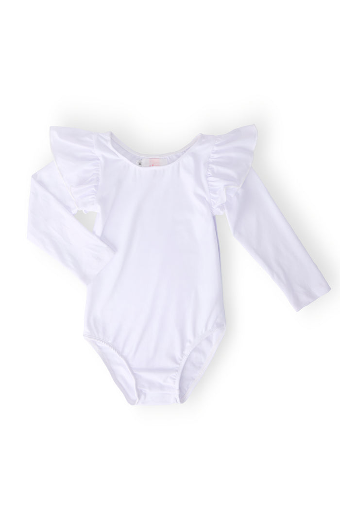 White L/S Flutter Sleeve Leotard-Mila & Rose ®