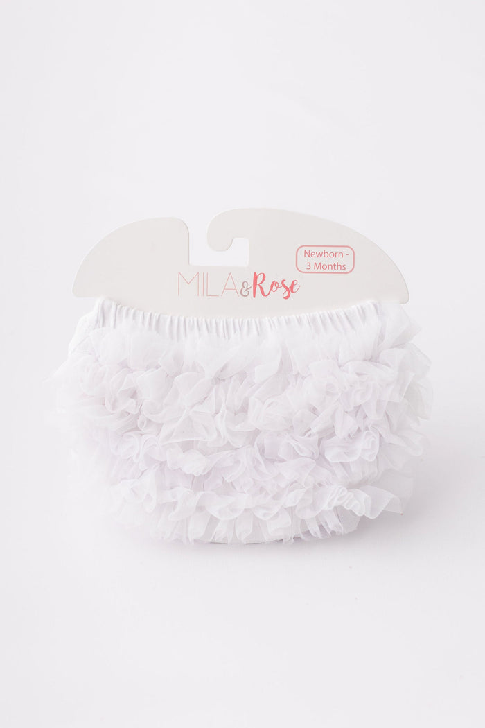 White Ruffle Bum Bloomer-Mila & Rose ®