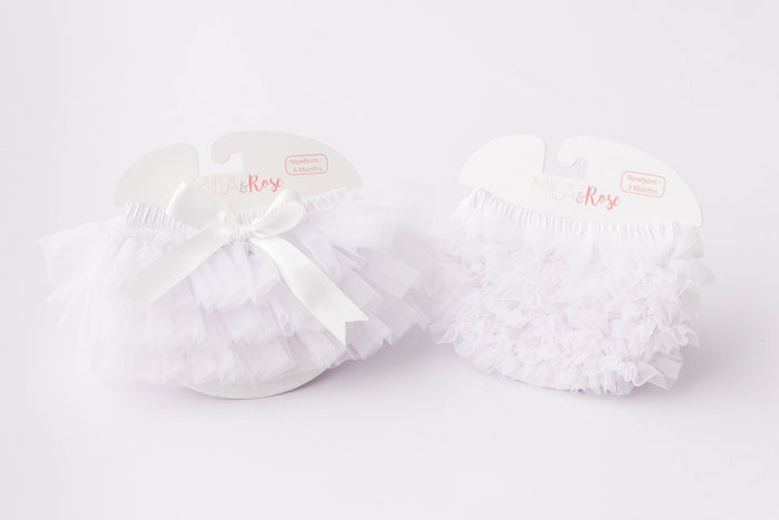 White Ruffle Bum Bloomer-Mila & Rose ®
