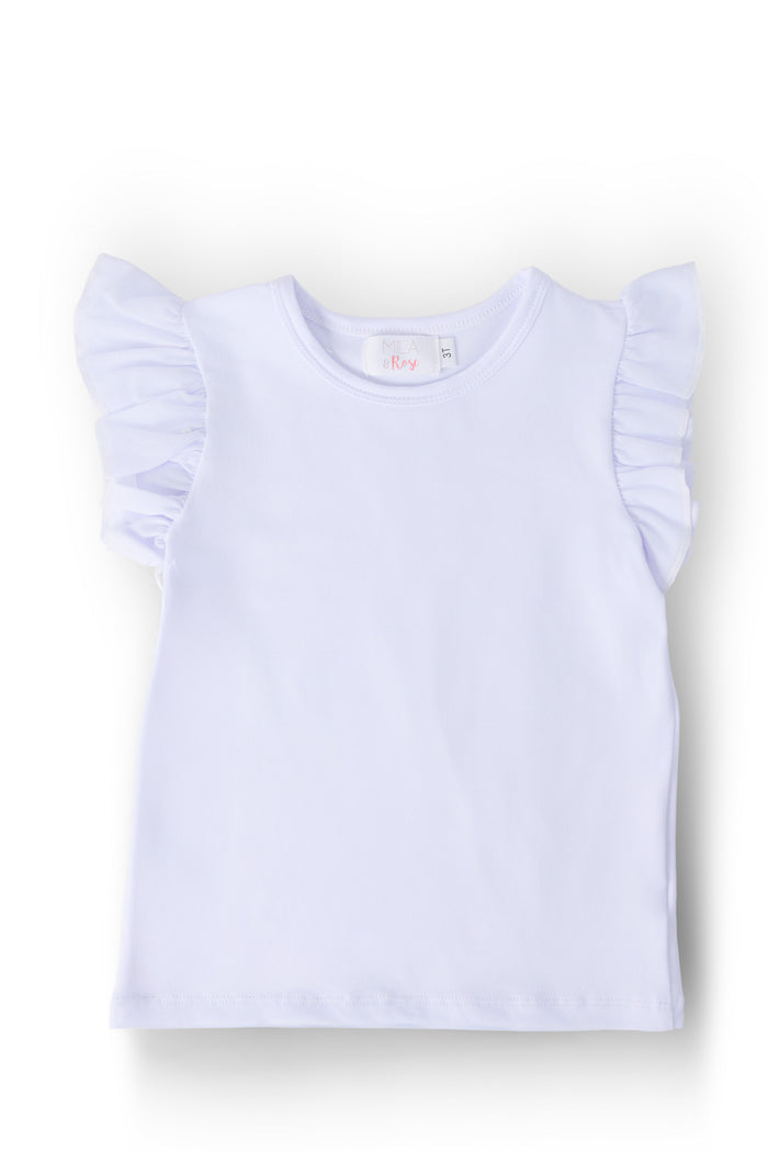 White S/S Ruffle Tee-Mila & Rose ®