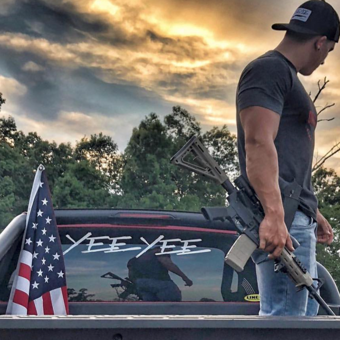 White Yee Yee windshield decal (36")
