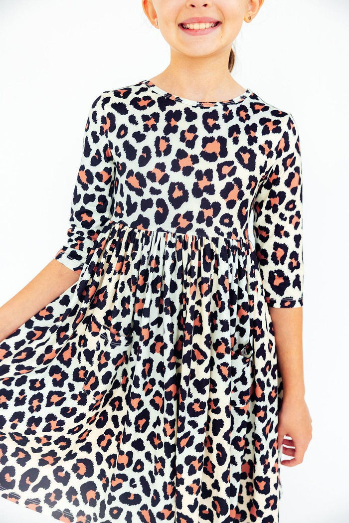(S) Wild One 3/4 Sleeve Pocket Twirl Dress-Mila & Rose ®