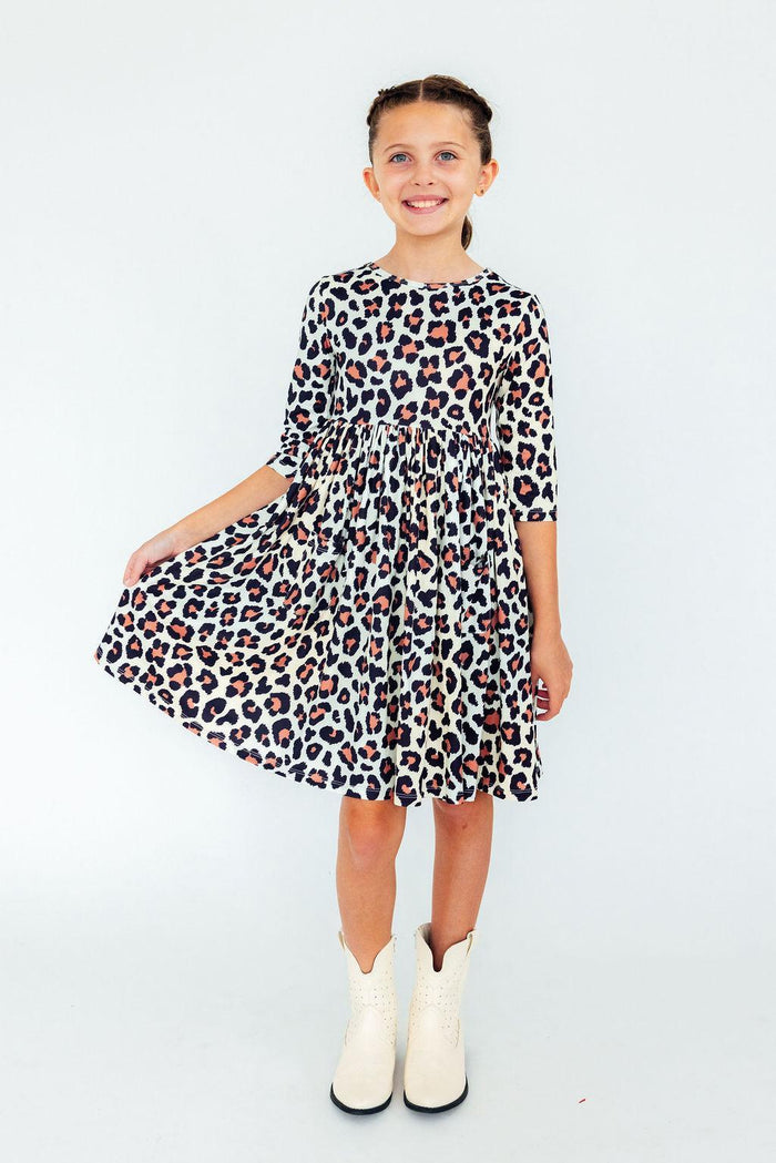 (S) Wild One 3/4 Sleeve Pocket Twirl Dress-Mila & Rose ®