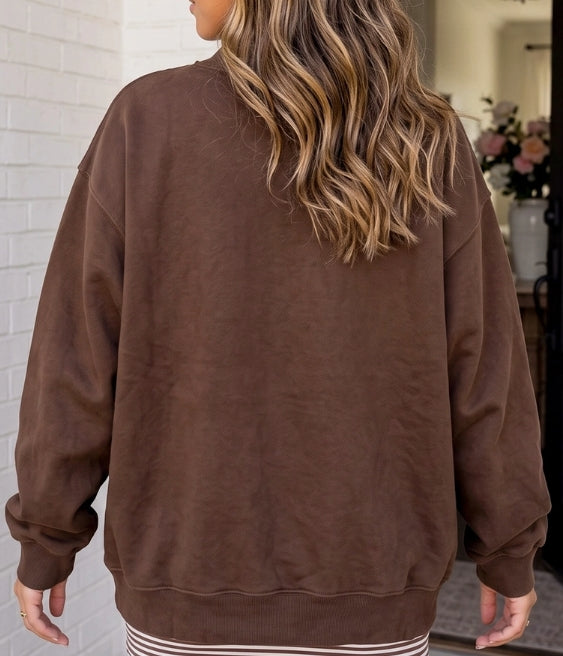 WWJD Plaid Striped Floral Mock Neck Sweatshirt