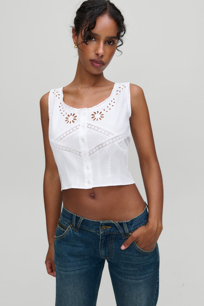 x Devon Lee Carlson Ever Cotton Sleeveless Blouse - Fluff
