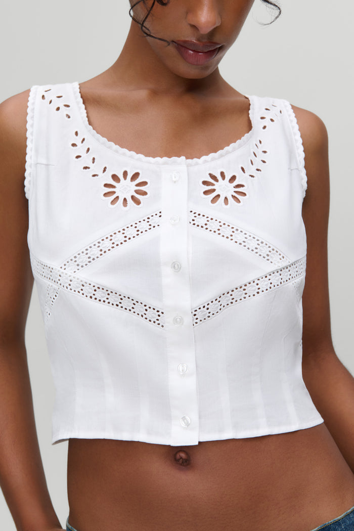 x Devon Lee Carlson Ever Cotton Sleeveless Blouse - Fluff