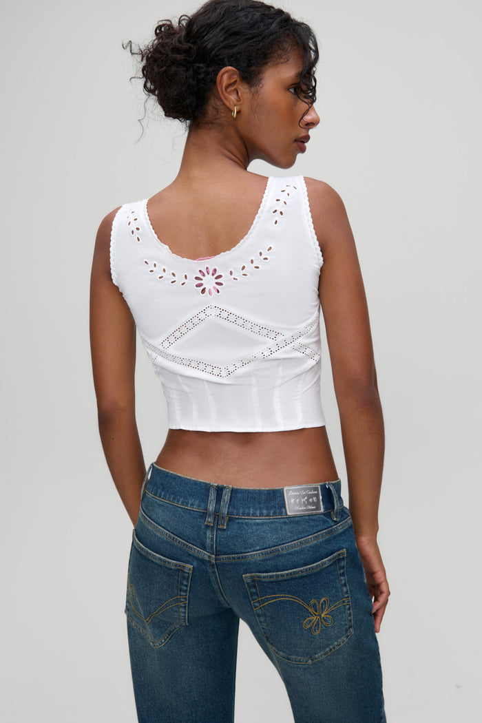 x Devon Lee Carlson Ever Cotton Sleeveless Blouse - Fluff