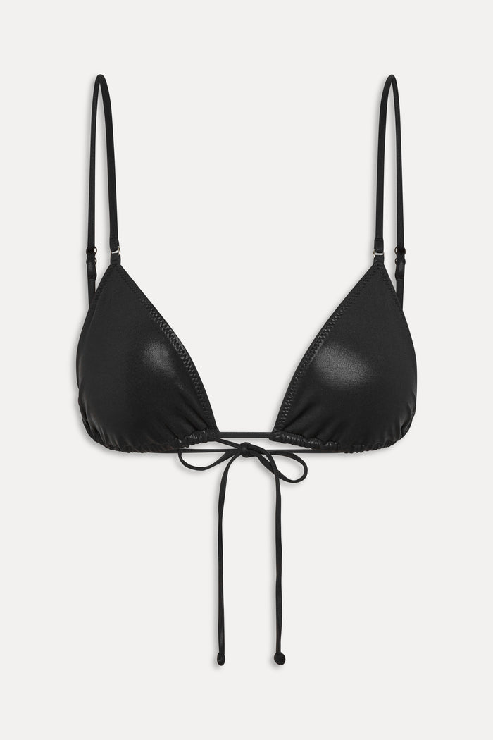 x KHY Elena Micro Metallic Bikini Top - Black Chrome