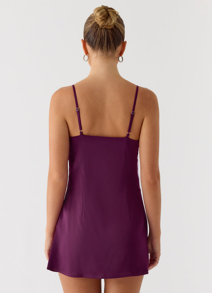 Zion Beaded Micro Mini Dress - Mulberry
